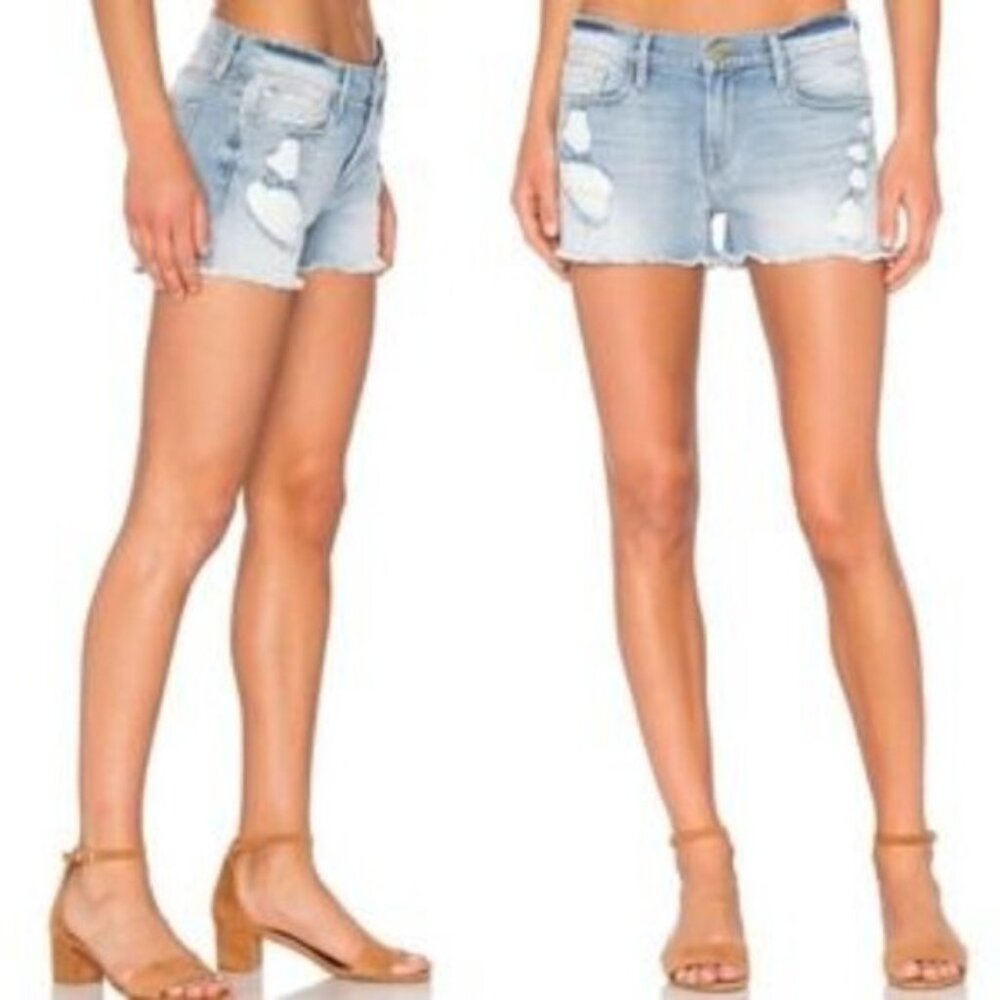 EUC FRAME Denim Le Cutoff Shorts in Taffs - Distressed Raw Hem Size 29